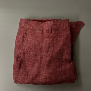 Murano Red Dress Pants with Textured Linen Finish